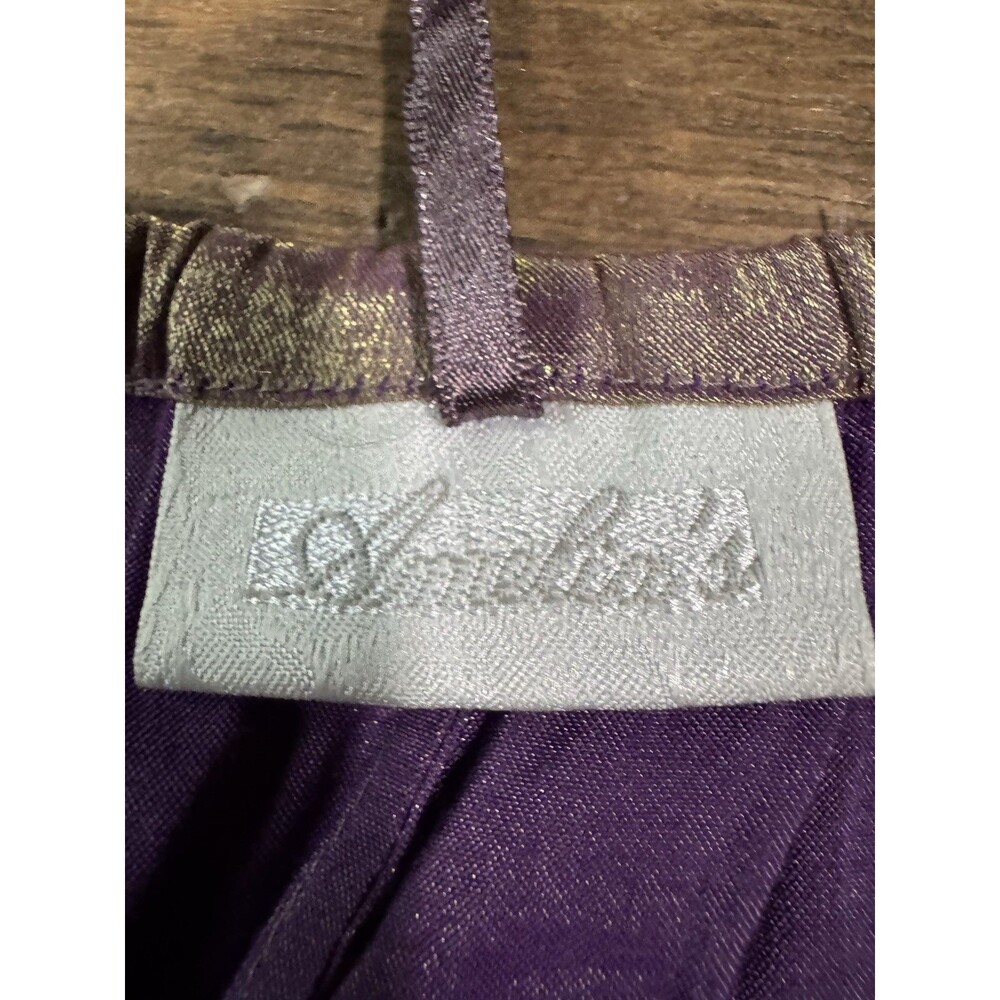 Vintage Amelia's Pajama Set Purple Gold Metallic Satin Floral Brocade Cami M/L - Picture 7 of 11